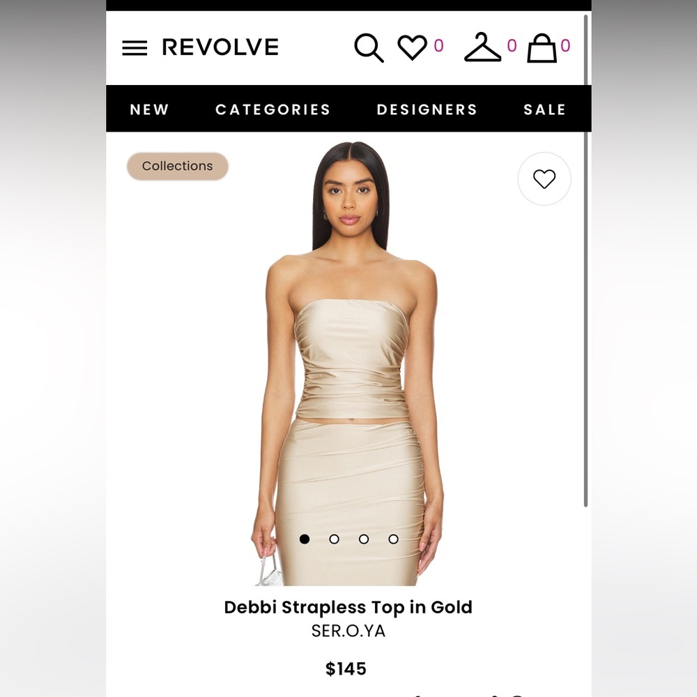 **NWT** SER.O.YA - Debbi Strapless Top in Gold